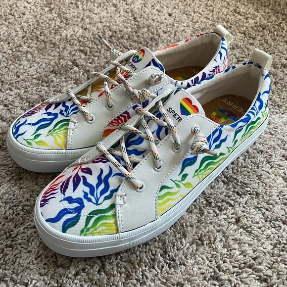 SPERRY Crest Vibe White/Rainbow/Pride Women's Size 8.5 - Picture 2 of 4
